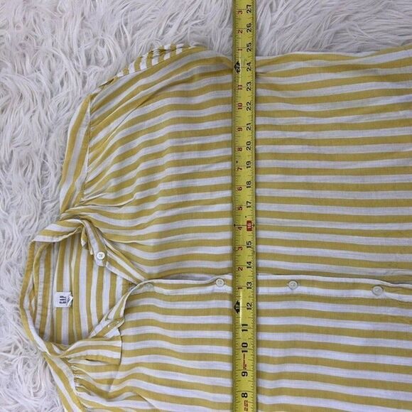 Gap Womens Yellow & White Striped Relaxed Boxy Button Front Shirt Size Large - Picture 6 of 10